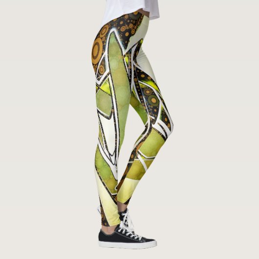 Retro Abstracte graffiti Geometrische stadshand Leggings (Rechts)