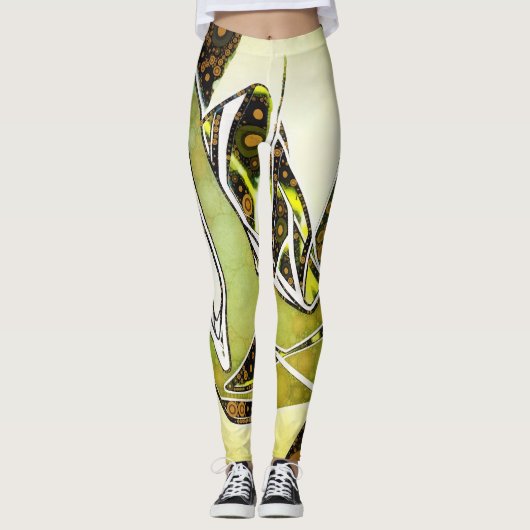 Retro Abstracte graffiti Geometrische stadshand Leggings (Voorkant)