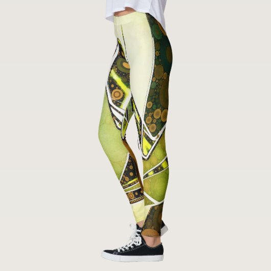Retro Abstracte graffiti Geometrische stadshand Leggings (Links)