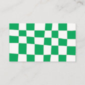 Retro Abstracte groene witte checkboard Artsy Visitekaartje (Achterkant)