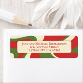 Retro Abstracte  Groovy Kerstmisgolven Etiket (Insitu)