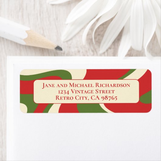 Retro Abstracte Groovy Kerstmisgolven Etiket (Insitu)