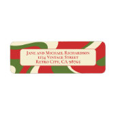 Retro Abstracte Groovy Kerstmisgolven Etiket (Voorkant)