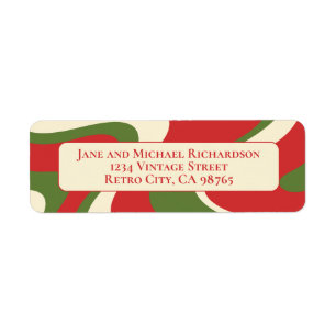 Retro Abstracte  Groovy Kerstmisgolven Etiket