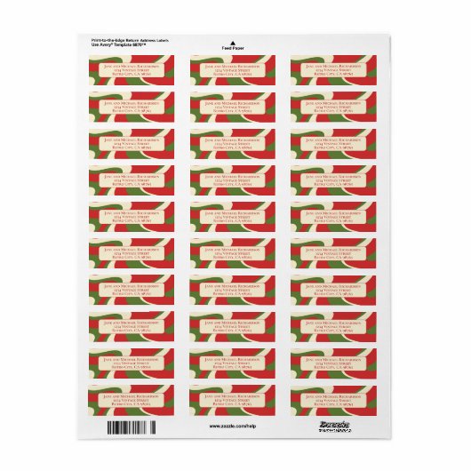 Retro Abstracte  Groovy Kerstmisgolven Etiket (Full Sheet)
