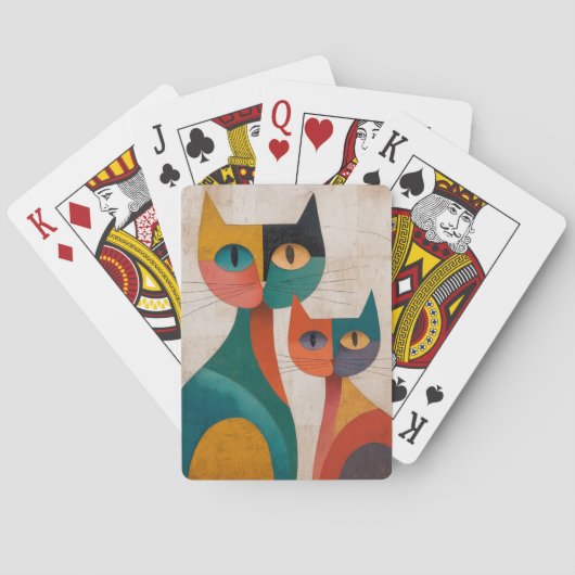 Retro Abstracte katten Pokerkaarten (Achterkant)