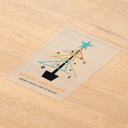 Retro Abstracte kerstboom Mid Century Modern Acryl Uitnodigingen (Laagn)