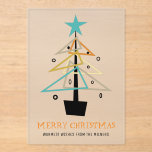 Retro Abstracte kerstboom Mid Century Modern Acryl Uitnodigingen<br><div class="desc">Geef uw vrienden en familie een leuke eigenzinnige mid-eeuwse stijl vakantie acryl kaart dit jaar. Met zijn funky retro kerstboom in turkoois,  sinaasappel,  bruin,  goud en zwart is het zeker geliefd bij iedereen die het ontvangt.</div>
