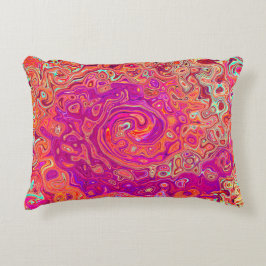 Retro Abstracte koraal en Paarse marmer Swirl Accent Kussen