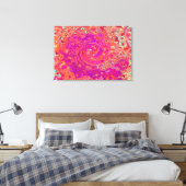 Retro Abstracte koraal en Paarse marmer Swirl Canvas Afdruk (Insitu (Slaapkamer))