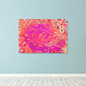 Retro Abstracte koraal en Paarse marmer Swirl Canvas Afdruk (Insitu (Houten vloer))