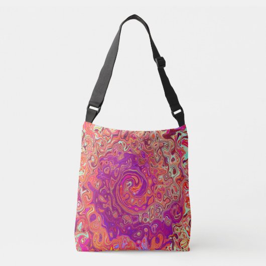 Retro Abstracte koraal en Paarse marmer Swirl Crossbody Tas (Voorkant)