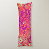 Retro Abstracte koraal en Paarse marmer Swirl Lichaamskussen (Achterkant (Verticaal))