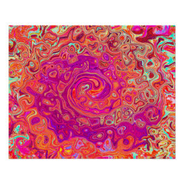 Retro Abstracte koraal en Paarse marmer Swirl Perfect Poster