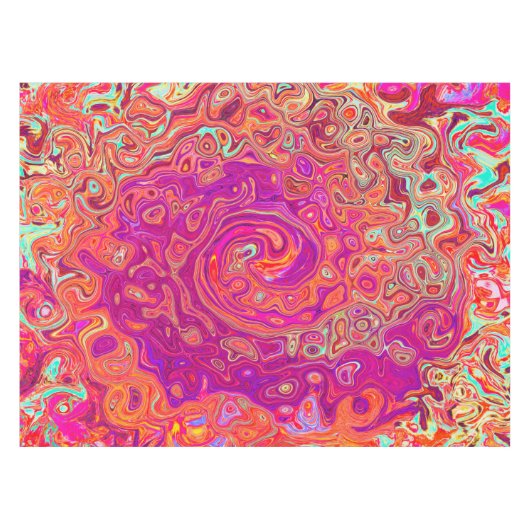Retro Abstracte koraal en Paarse marmer Swirl Tafelkleed (Voorkant (Horizontaal))