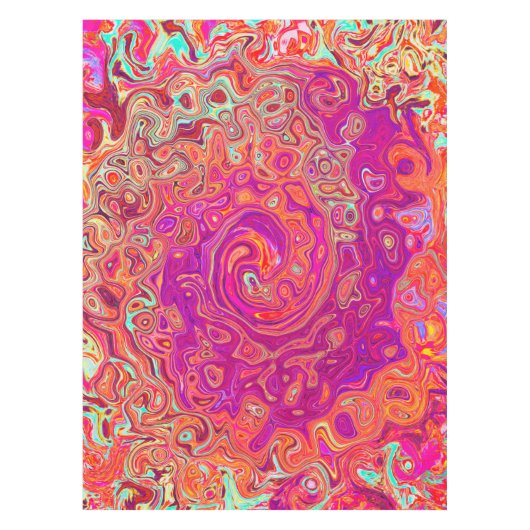 Retro Abstracte koraal en Paarse marmer Swirl Tafelkleed (Voorkant)