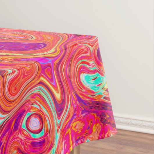 Retro Abstracte koraal en Paarse marmer Swirl Tafelkleed (Voorbeeld)