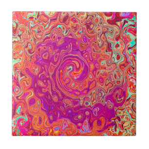 Retro Abstracte koraal en Paarse marmer Swirl Tegeltje