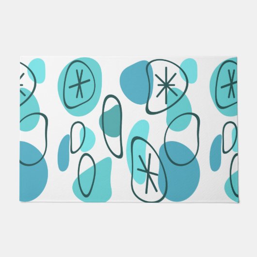 Retro Abstracte kunst Rocks Turquoise Deurmat (Voorkant)