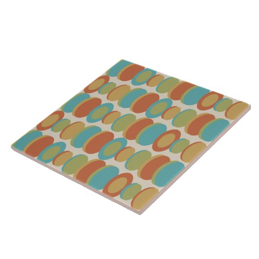 Retro Abstracte kunstcirkels veelkleurig Tegeltje (Zijkant)