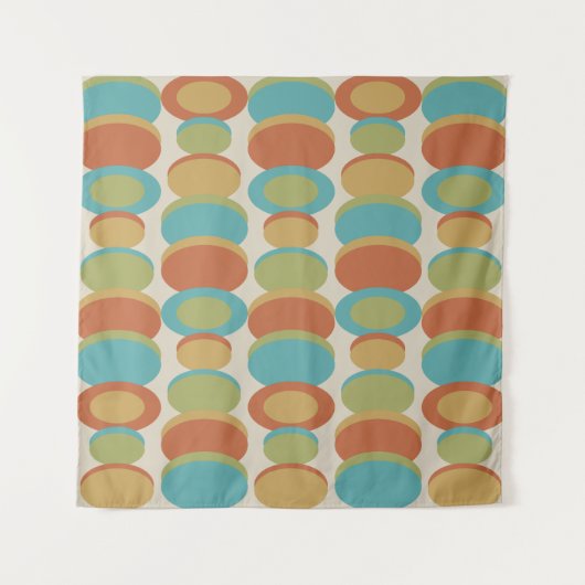 Retro Abstracte kunstcirkels veelkleurig Wandkleed (Voorkant (horizontaal))