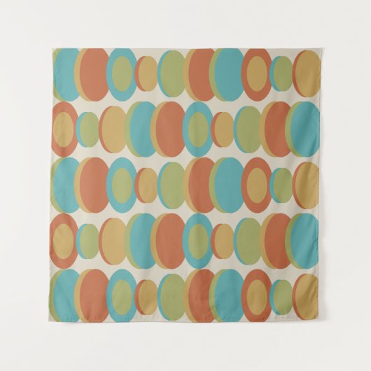 Retro Abstracte kunstcirkels veelkleurig Wandkleed (Voorkant)