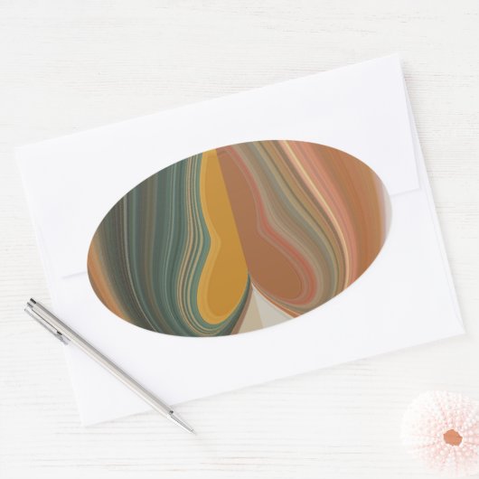 Retro Abstracte kunstdruk Ovale Sticker (Envelop)