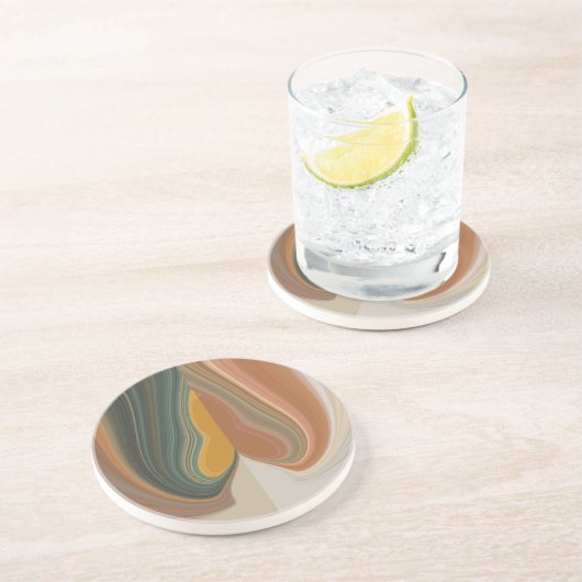 Retro Abstracte kunstdruk Zandsteen Onderzetter (Zijkant)