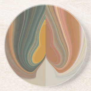 Retro Abstracte Kunstprint Zandsteen Onderzetter