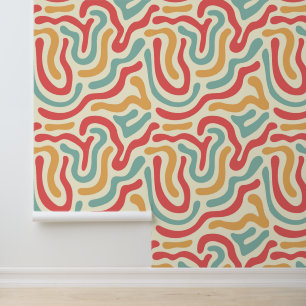 Retro Abstracte lijnen midden eeuw Behang