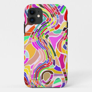 Retro Abstracte lijnkunst   Kleurrijk Case-Mate iPhone Case