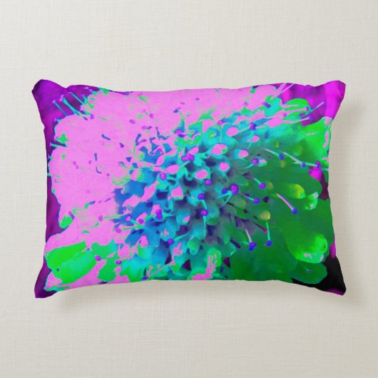 Retro Abstracte Magenta en Lime Green Flower Accent Kussen (Voorkant)