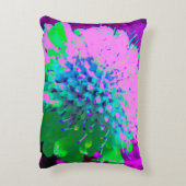 Retro Abstracte Magenta en Lime Green Flower Accent Kussen (Achterkant (Verticaal))