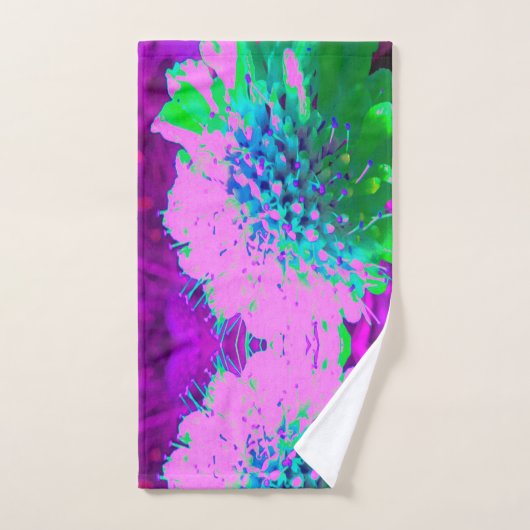Retro Abstracte Magenta en Lime Green Flower Bad Handdoek (Handdoek)