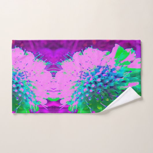 Retro Abstracte Magenta en Lime Green Flower Bad Handdoek (Handdoek)