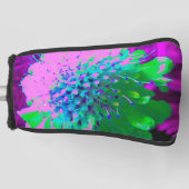 Retro Abstracte Magenta en Lime Green Flower Golfheadcover (Voorkant)