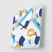 Retro Abstracte marineblauw Geel Elegant Moderne K Vierkante Klok (Hoek)