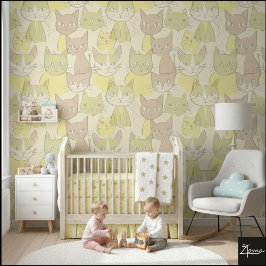 Retro Abstracte Midden-Eeuwse Kattenpatroon Behang