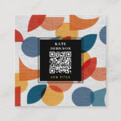 Retro Abstracte Mideeuw QR Code Social Media Vierkante Visitekaartje (Voorkant)