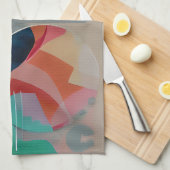 Retro abstracte minimalistische kunst theedoek (Quarter Fold)