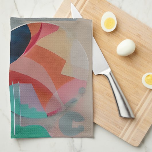 Retro abstracte minimalistische kunst theedoek (Quarter Fold)