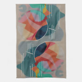 Retro abstracte minimalistische kunst theedoek (Verticaal)