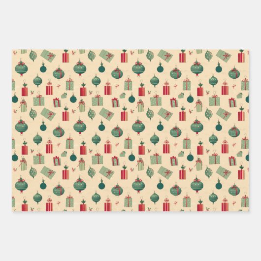 Retro Abstracte nostalgische winterkerst Inpakpapier Vel (Voorkant 2)