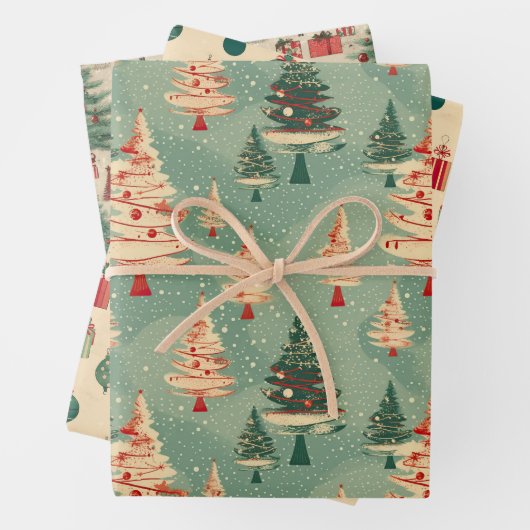 Retro  Abstracte nostalgische winterkerst Inpakpapier Vel (In situ)