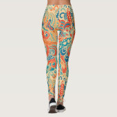 Retro Abstracte oceaangolven in warm en koel Leggings (Achterkant)