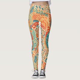 Retro Abstracte oceaangolven in warm en koel Leggings
