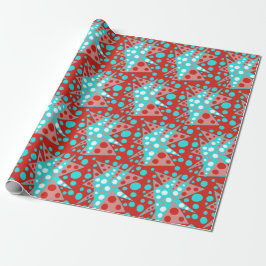 Retro abstracte ontwerpen in rood, wit & turquoise cadeaupapier