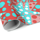 Retro abstracte ontwerpen in rood, wit & turquoise cadeaupapier (Rol Hoek)