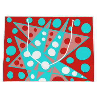 Retro abstracte ontwerpen in rood, wit & turquoise groot cadeauzakje