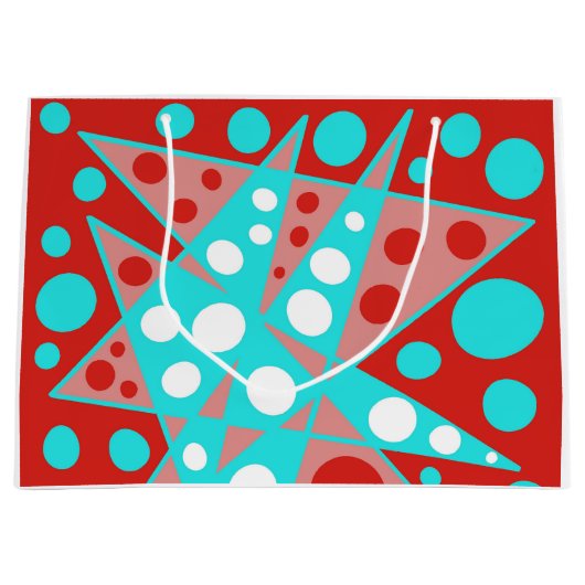 Retro abstracte ontwerpen in rood, wit & turquoise groot cadeauzakje (Voorkant)